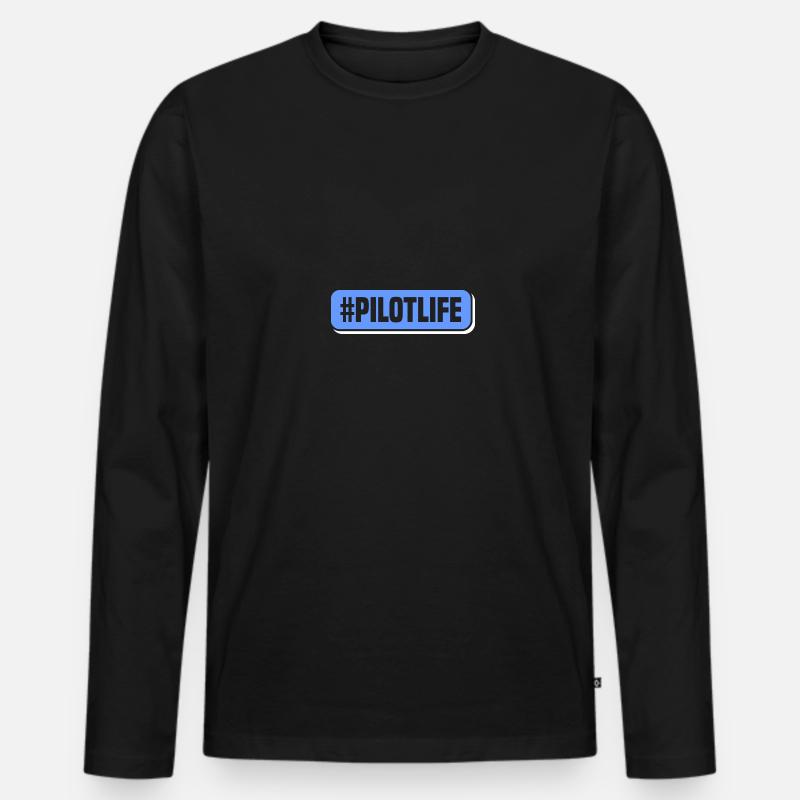 #PILOTLIFE Geschenke - Männer Premium Bio Langarmshirt - Schwarz
