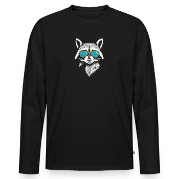 Raccoon with Sunglasses Animals Cool Racoon - Men's Premium Organic Long Sleeve Shirt - black - Front - Nico (187cm)