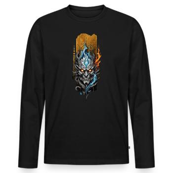 Infernalische Konvergenz: Feuer- und Wasserdämon - Männer Premium Bio Langarmshirt - Schwarz - Vorne - Nico (187cm)
