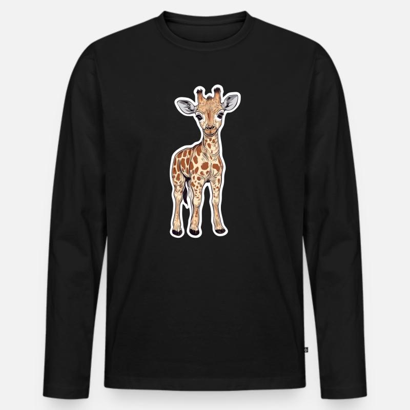 Giraffe - Männer Premium Bio Langarmshirt - Schwarz