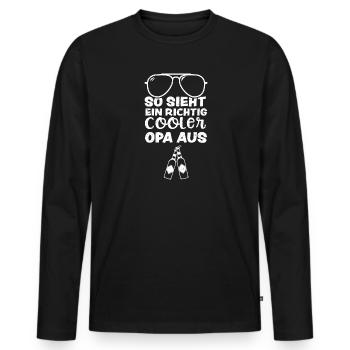 So Sieht Ein Richtig Cooler Opa Aus - Männer Premium Bio Langarmshirt - Schwarz - Vorne - Nico (187cm)