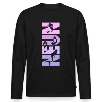 Kinder Geburtstag Mädchen 9 Jahre Meerjungfrau - Männer Premium Bio Langarmshirt - Schwarz - Vorne - Nico (187cm)