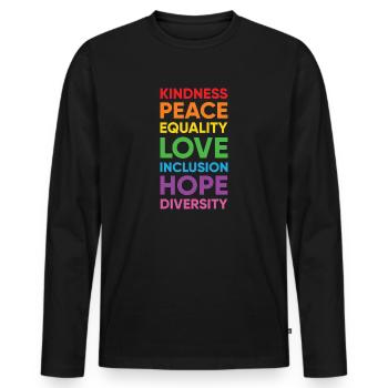 Human Peace Equality Kindness Diversity - Männer Premium Bio Langarmshirt - Schwarz - Vorne - Nico (187cm)