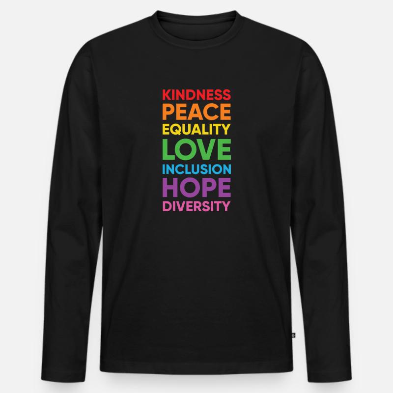 Human Peace Equality Kindness Diversity - Männer Premium Bio Langarmshirt - Schwarz