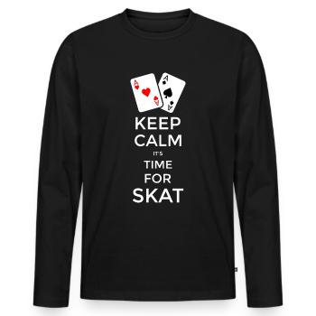 Keep Calm its Time for Skat - T-shirt manches longues Premium bio Homme - noir - Devant - Nico (187cm)