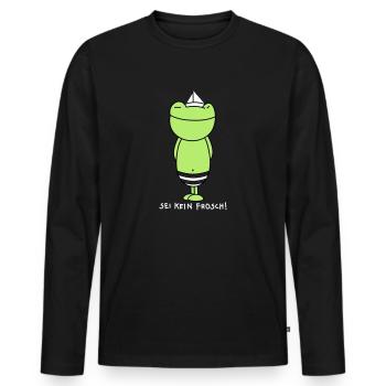 Sei kein Frosch (b) - Männer Premium Bio Langarmshirt - Schwarz - Vorne - Nico (187cm)