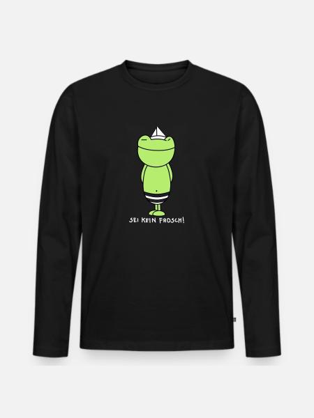 Sei kein Frosch (b) - Männer Premium Bio Langarmshirt - Schwarz