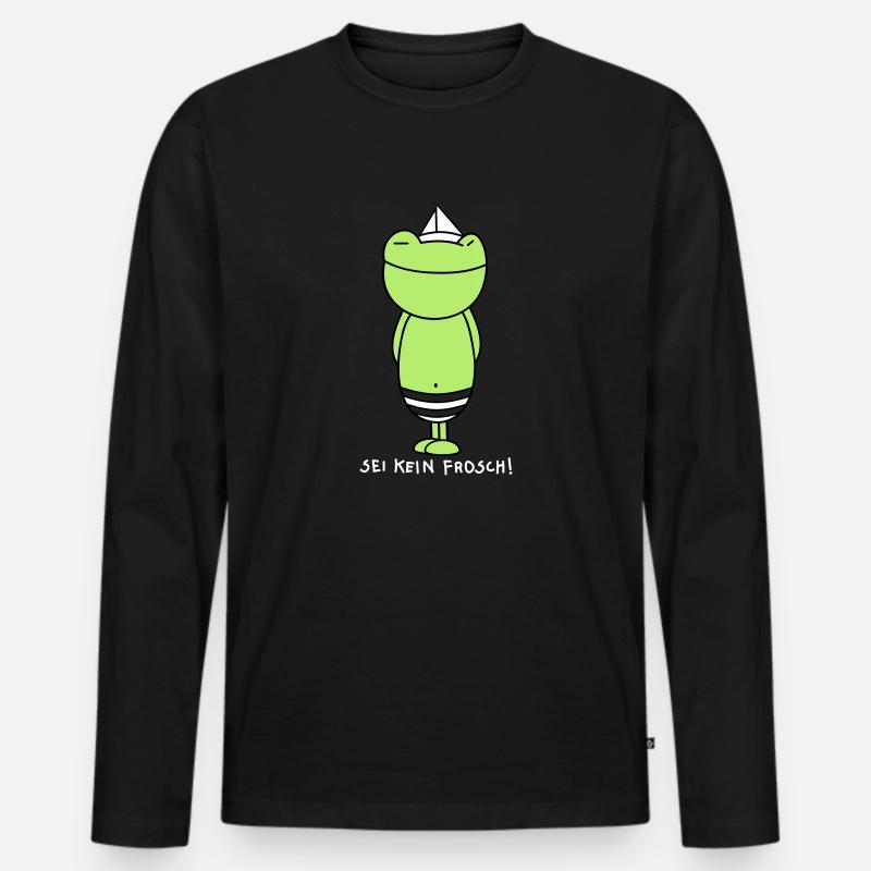 Sei kein Frosch (b) - Männer Premium Bio Langarmshirt - Schwarz