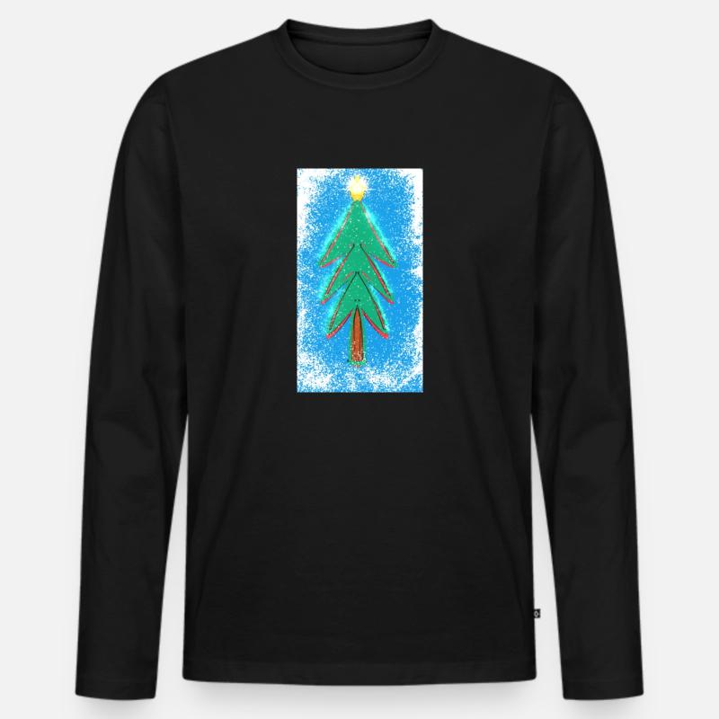 Weihnachtsbaum - Männer Premium Bio Langarmshirt - Schwarz