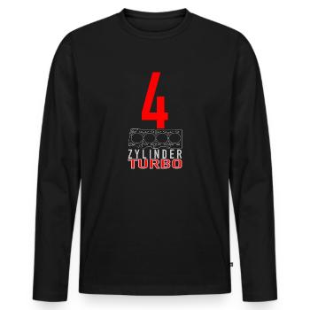 4 Zylinder Turbo - Männer Premium Bio Langarmshirt - Schwarz - Vorne - Nico (187cm)