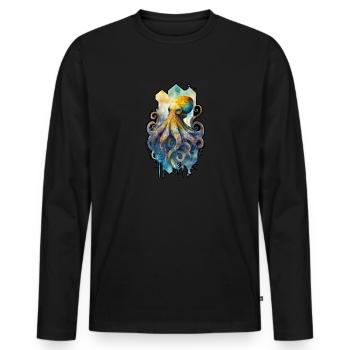 Octopus Octopus Octopus Watercolor Ocean Sea - Men's Premium Organic Long Sleeve Shirt - black - Front - Nico (187cm)