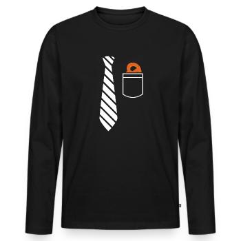 Neck Tie design - Men's Premium Organic Long Sleeve Shirt - black - Front - Nico (187cm)