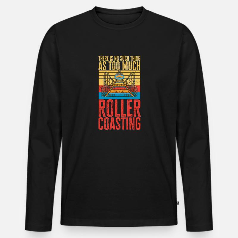 Achterbahn Rollercoaster Freizeitpark - Männer Premium Bio Langarmshirt - Schwarz