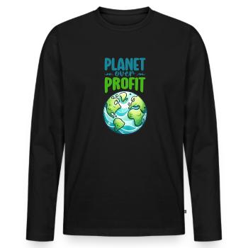 Journée de la Terre 22 avril planète sur profit environnement - T-shirt manches longues Premium bio Homme - noir - Devant - Nico (187cm)