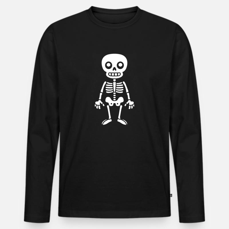 Skelett - Männer Premium Bio Langarmshirt - Schwarz