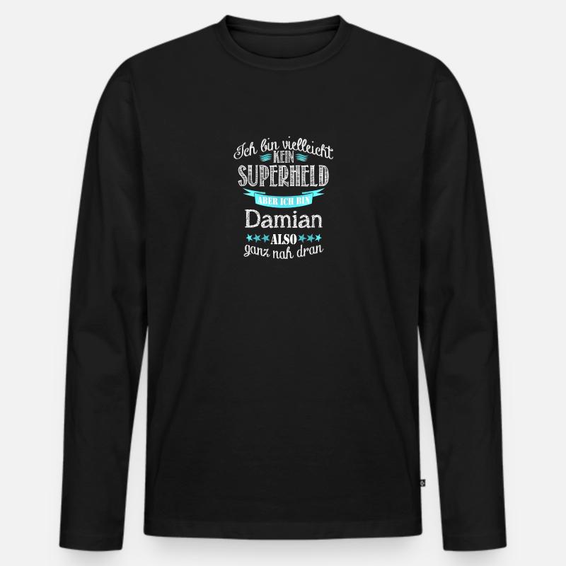 damian - Männer Premium Bio Langarmshirt - Schwarz