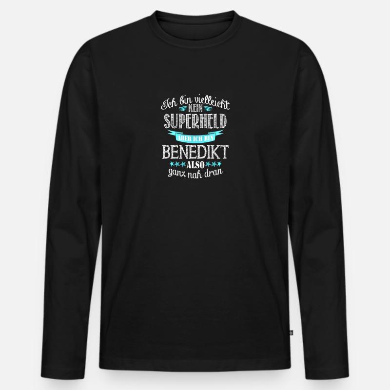 benedikt - Männer Premium Bio Langarmshirt - Schwarz