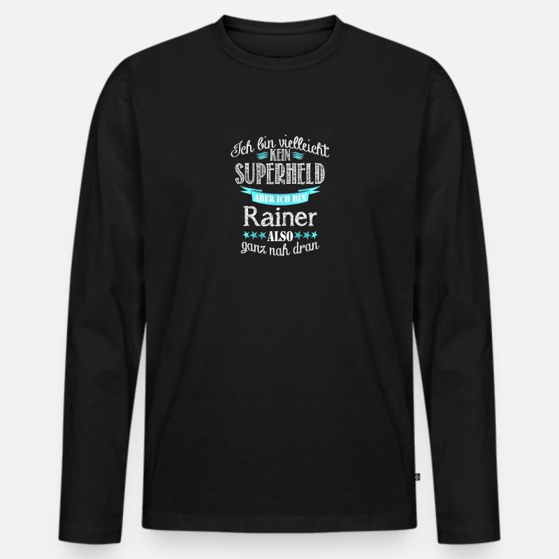 rainer - Männer Premium Bio Langarmshirt - Schwarz
