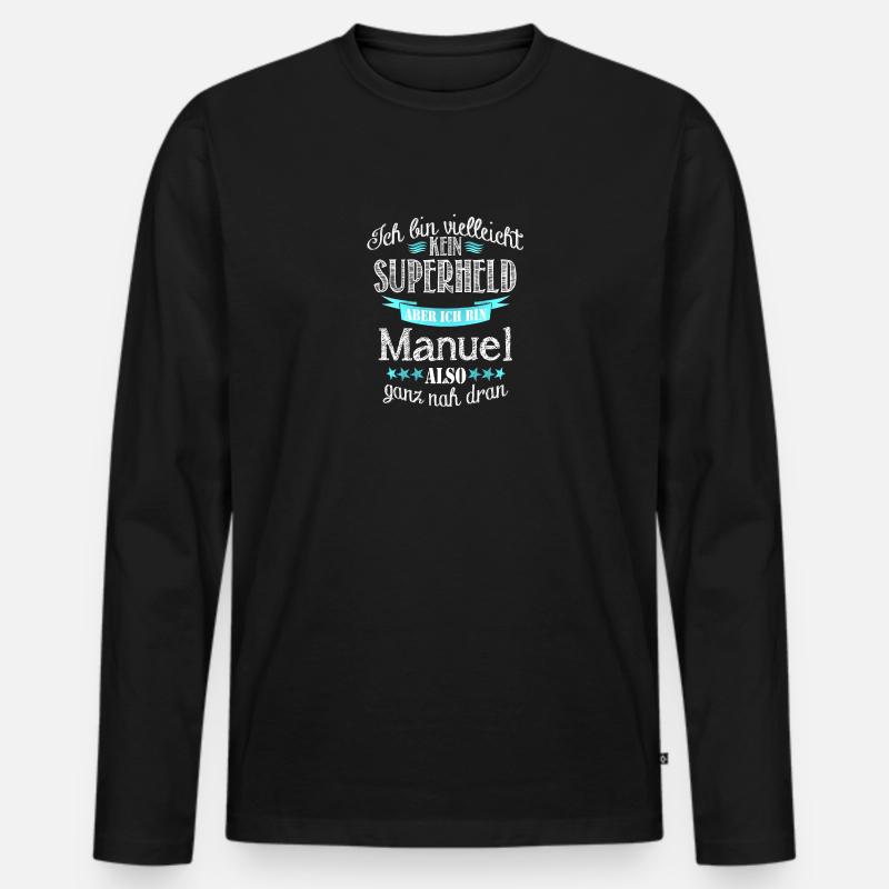manuel - Männer Premium Bio Langarmshirt - Schwarz