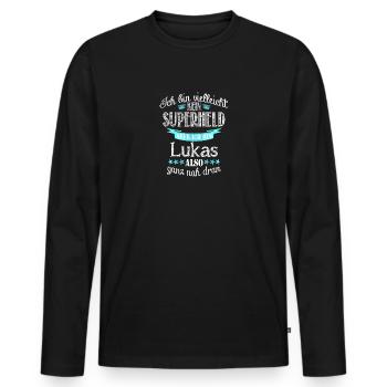 lukas - Männer Premium Bio Langarmshirt - Schwarz - Vorne - Nico (187cm)