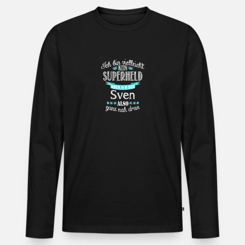 sven - Männer Premium Bio Langarmshirt - Schwarz
