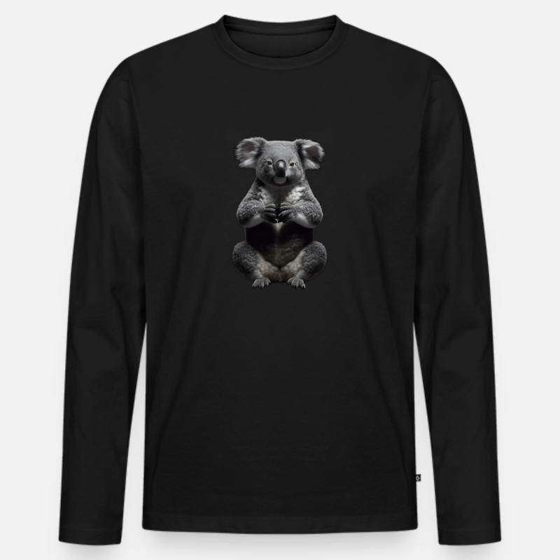 Betender Koala - Männer Premium Bio Langarmshirt - Schwarz