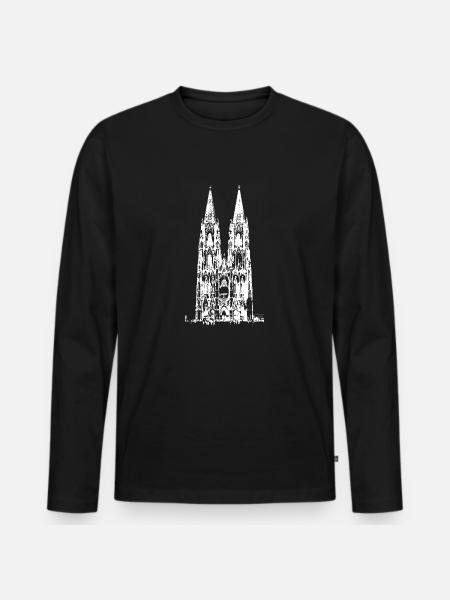 Cologne - Cologne Cathedral - Men's Premium Organic Long Sleeve Shirt - black