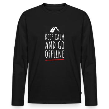 Keep Calm And Go Offline. Wandern Design - Männer Premium Bio Langarmshirt - Schwarz - Vorne - Nico (187cm)