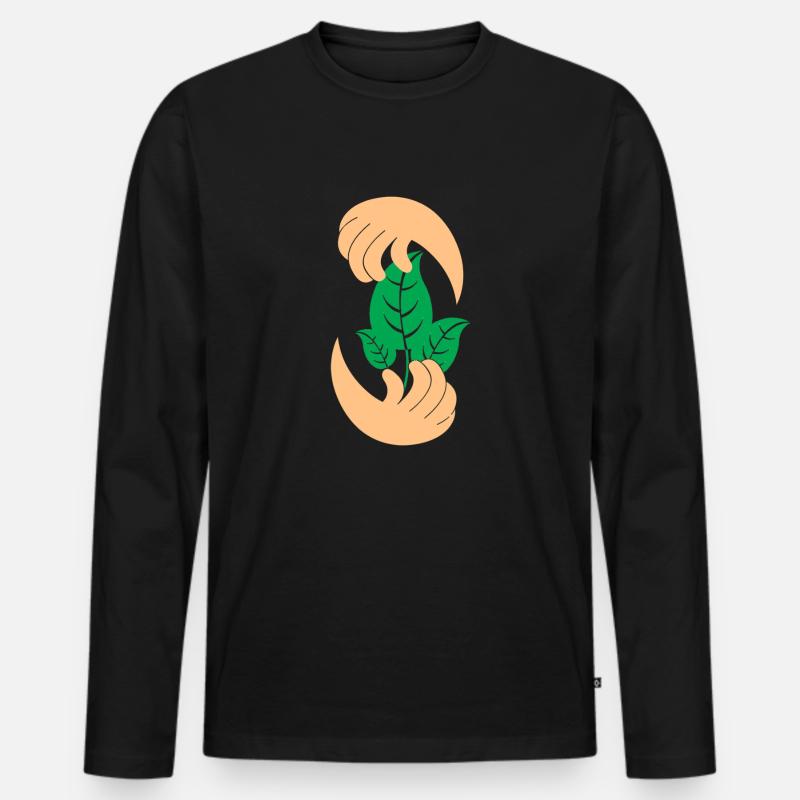 nature - Männer Premium Bio Langarmshirt - Schwarz