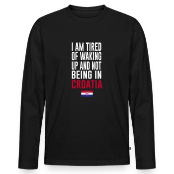 Kroatien kroatische Flagge Spruch - Männer Premium Bio Langarmshirt - Schwarz - Vorne - Nico (187cm)