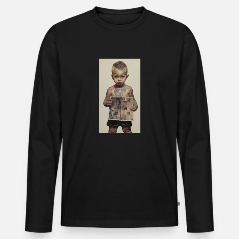Junge - Männer Premium Bio Langarmshirt - Schwarz