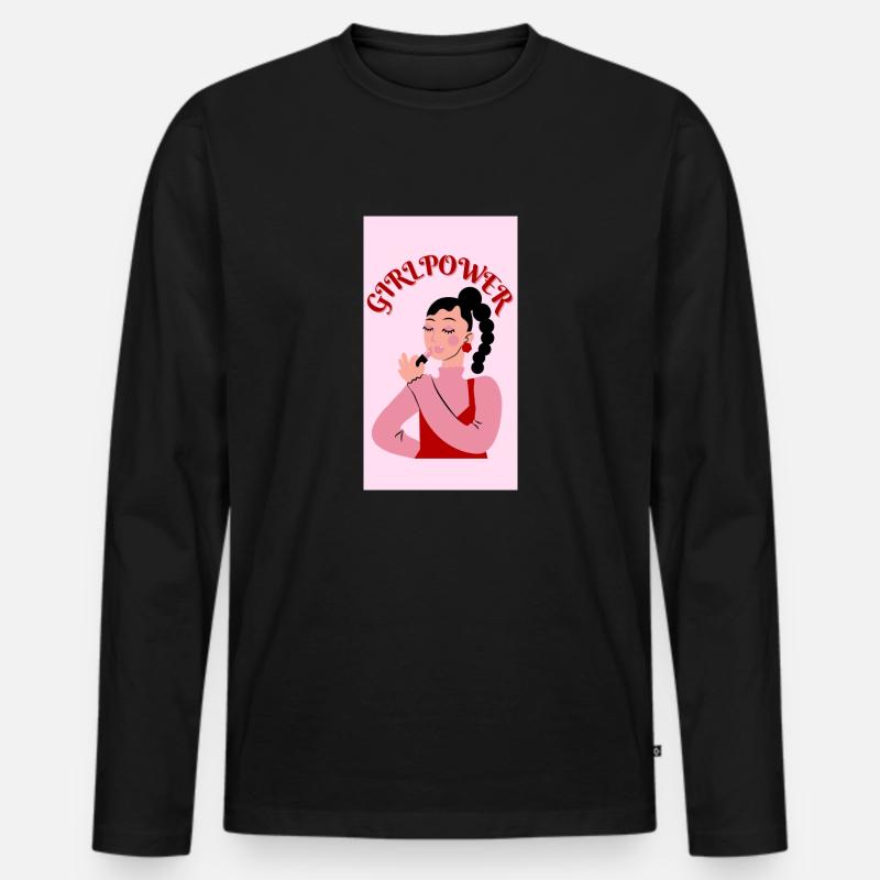 Frauenpower - Männer Premium Bio Langarmshirt - Schwarz