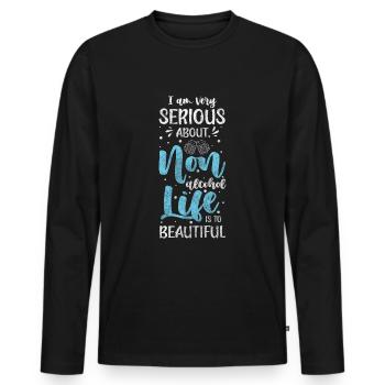 Bière, Arrêter De L’alcool, Santé - T-shirt manches longues Premium bio Homme - noir - Devant - Nico (187cm)