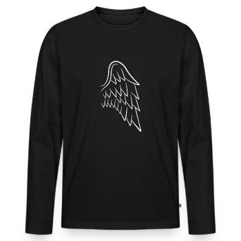 Engelsflügel Links - Männer Premium Bio Langarmshirt - Schwarz - Vorne - Nico (187cm)