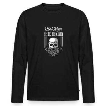 Hass Rasierer Barbier Geschenk - Männer Premium Bio Langarmshirt - Schwarz - Vorne - Nico (187cm)