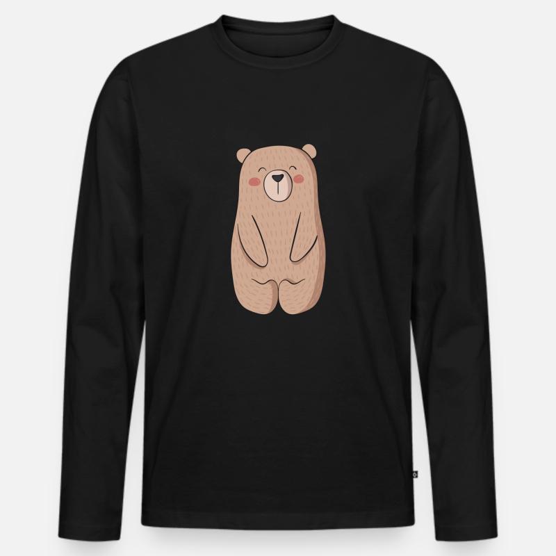 Bär Bärin Bear - Männer Premium Bio Langarmshirt - Schwarz