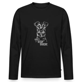 Aimé par un chien terrier irlandais qui dit chiens - T-shirt manches longues Premium bio Homme - noir - Devant - Nico (187cm)
