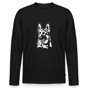 Deutscher Schäferhund Hunde Portrait Hund Wilsigns - Männer Premium Bio Langarmshirt - Schwarz - Vorne - Nico (187cm)