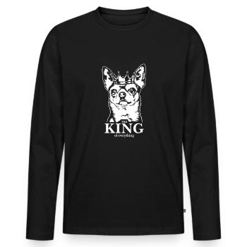 Chihuahua Roi de tout Chien Chien Wilsigns - T-shirt manches longues Premium bio Homme - noir - Devant - Nico (187cm)
