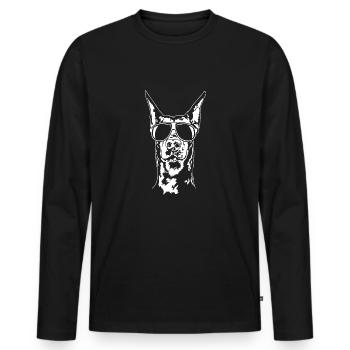 Dobermann Sonnenbrille Hunde Hundesport Wilsigns - Männer Premium Bio Langarmshirt - Schwarz - Vorne - Nico (187cm)
