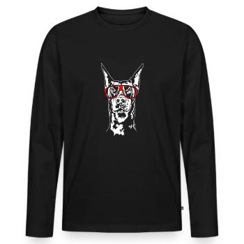Lunettes Doberman Dobie Dogs Dog Sports Wilsigns - T-shirt manches longues Premium bio Homme - noir - Devant - Nico (187cm)