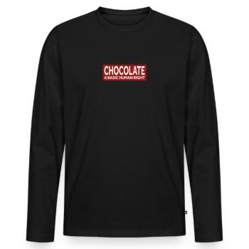LE CHOCOLAT, UN DROIT HUMAIN FONDAMENTAL - T-shirt manches longues Premium bio Homme - noir - Devant - Nico (187cm)