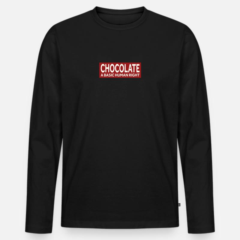 CHOCOLATE - A BASIC HUMAN RIGHT - Männer Premium Bio Langarmshirt - Schwarz
