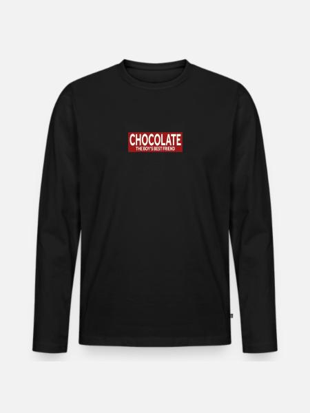 CHOCOLATE – THE BOY’S BEST FRIEND - Männer Premium Bio Langarmshirt - Schwarz
