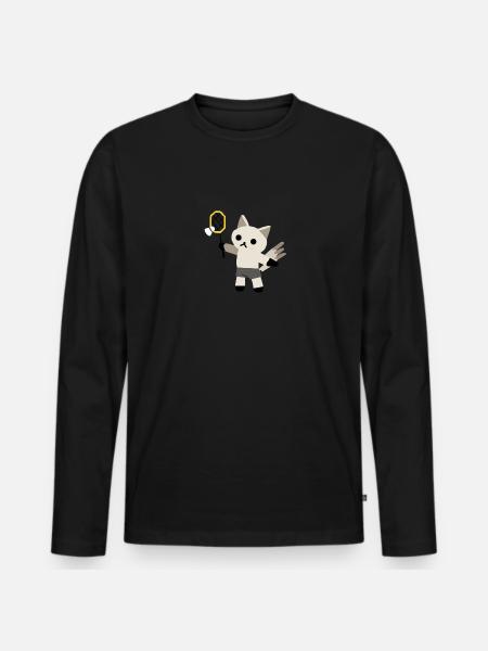 excited cat plays badminton - Men's Premium Organic Long Sleeve Shirt - black