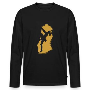 escalade fille grimpeuse un roccher - T-shirt manches longues Premium bio Homme - noir - Devant - Nico (187cm)