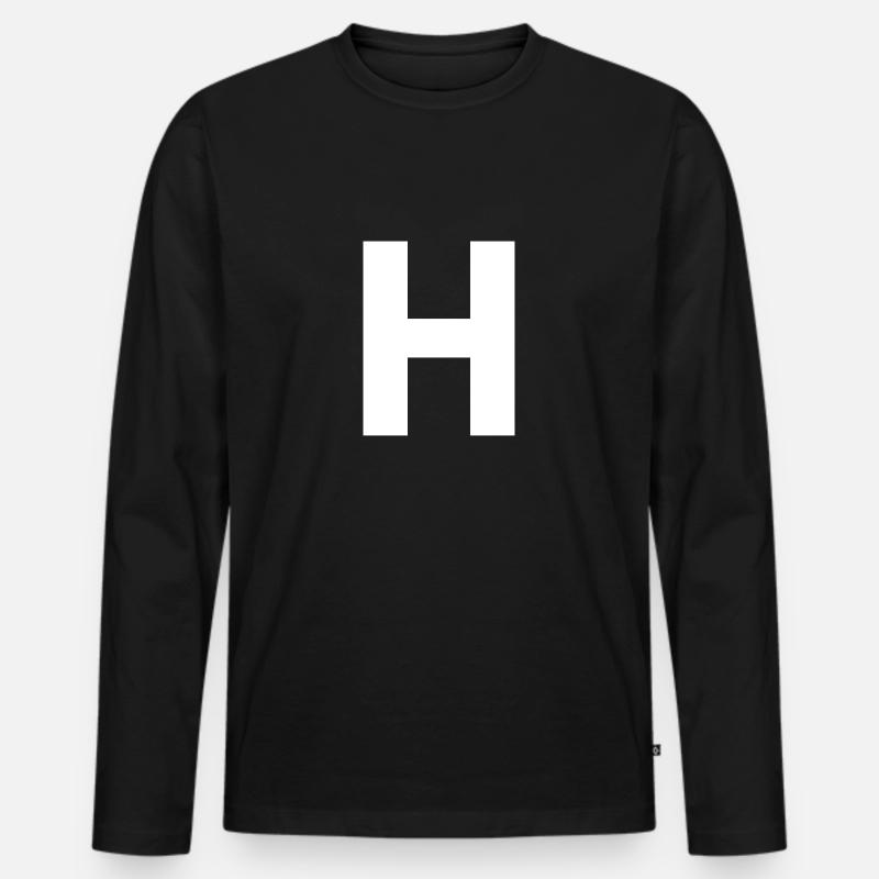 H - Männer Premium Bio Langarmshirt - Schwarz