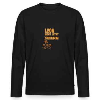 leon - Männer Premium Bio Langarmshirt - Schwarz - Vorne - Nico (187cm)