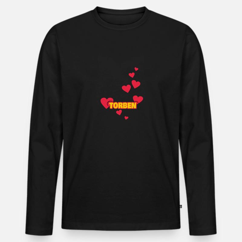Ich liebe Torben - Männer Premium Bio Langarmshirt - Schwarz