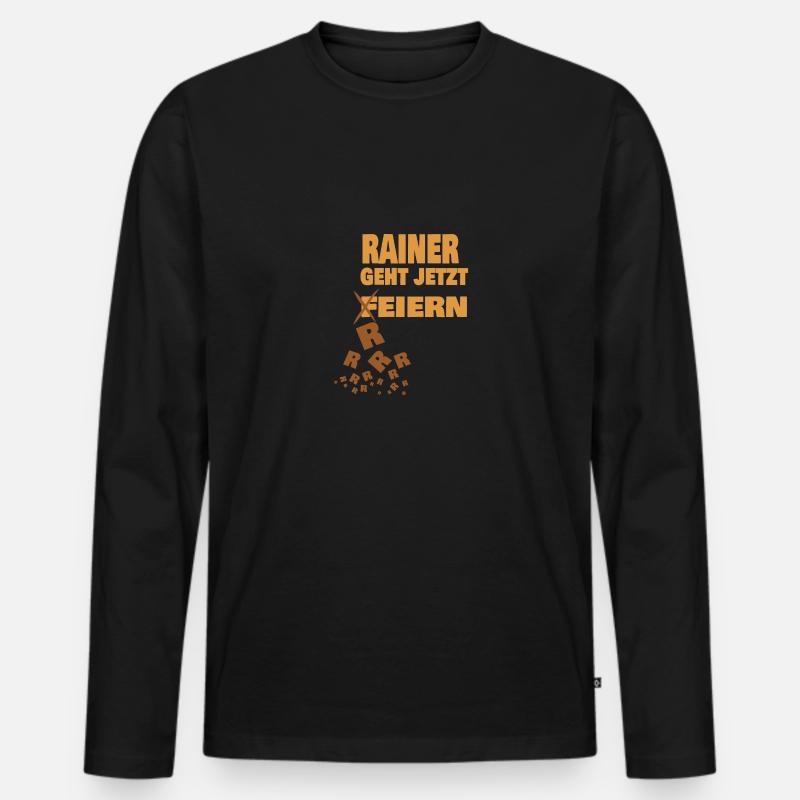 rainer - Männer Premium Bio Langarmshirt - Schwarz